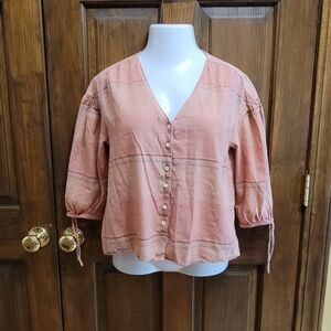 Madewell Sz S Orange Blouse P2P 19.5 L 20